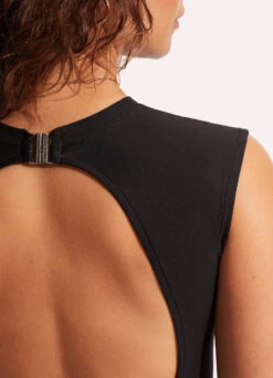 Summer Salt Cap Sleeve One Piece - Black 9 Summer Salt Cap Sleeve One Piece - Black -Outlet Seafolly Store 10710 716 Black 6