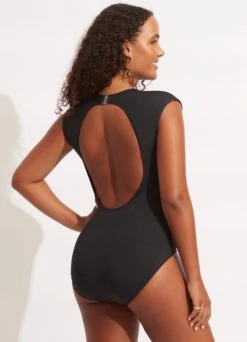 Seafolly Collective Cap Sleeve One Piece - Black 13 Seafolly Collective Cap Sleeve One Piece - Black -Outlet Seafolly Store 10710 942 Black 5