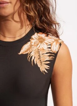 Castaway Cap Sleeve One Piece - Black -Outlet Seafolly Store 10710 980 Black 5