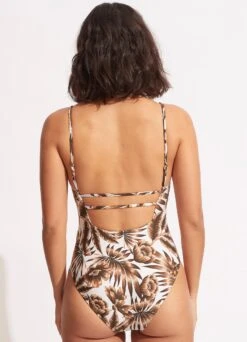 Island In The Sun Square Neck One Piece - Ecru -Outlet Seafolly Store 10880 946 Ecru 3