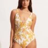 Castaway V Neck One Piece - Tuscan Sunset -Outlet Seafolly Store 10993 980 TuscanSuns 1