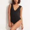Seafolly Collective V Neck One Piece - Black 1 Seafolly Collective V Neck One Piece - Black -Outlet Seafolly Store 11003 942 Black 2