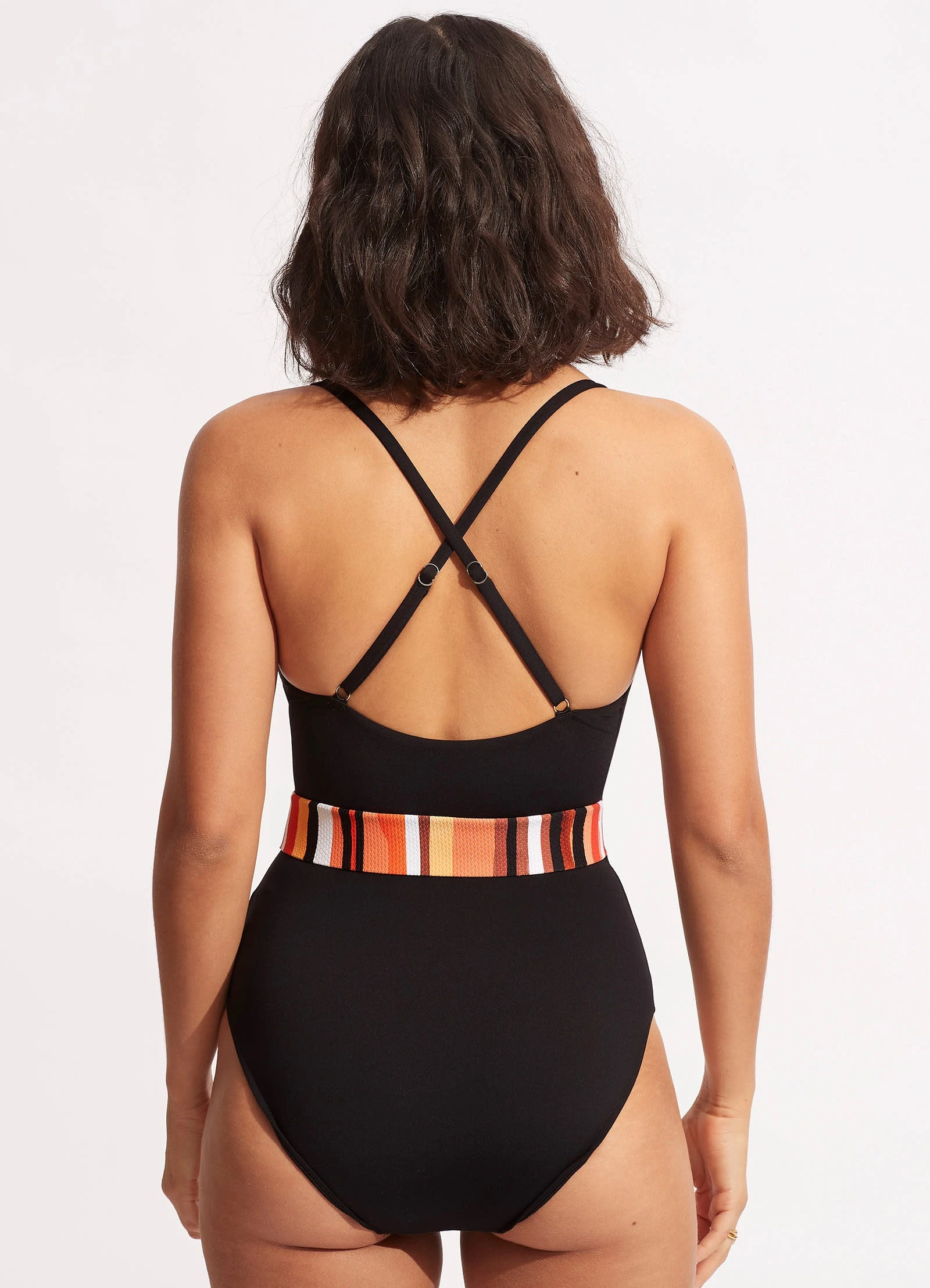 Sun Stripe One Piece With Belt - Black 6 Sun Stripe One Piece With Belt - Black - Image 4
