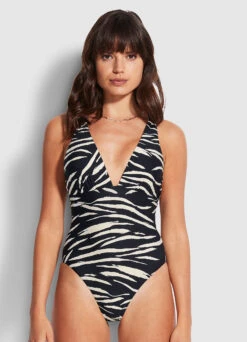 Outlet Seafolly Store 16 Skin Deep Deep V One Piece - Black