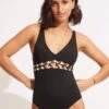 Sun Stripe One Piece - Black -Outlet Seafolly Store 11051 947 Black 1