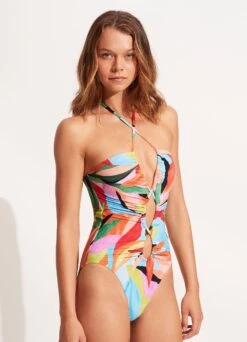 Tropfest Lace Up Bandeau Maillot - Aquamarine 11 Tropfest Lace Up Bandeau Maillot - Aquamarine -Outlet Seafolly Store 11056 978 Aquamarine 4