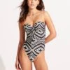 Zanzibar Twist Tie Front One Piece - Black -Outlet Seafolly Store 11058 049 Black 3