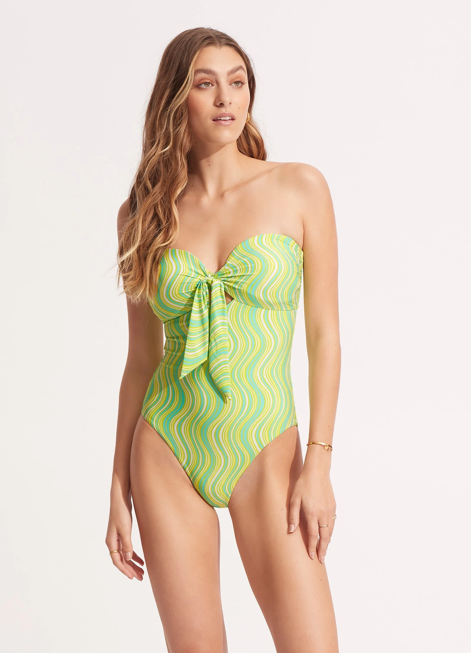 Mod Squad Twist Tie Front One Piece - Lime Burst 3 Mod Squad Twist Tie Front One Piece - Lime Burst