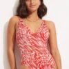 Poolside V Neck One Piece - Pink Chintz 1 Poolside V Neck One Piece - Pink Chintz -Outlet Seafolly Store 11061 954 PinkChintz 2 7597eeb8 4efc 45e6 bb86 4084b64c3bba