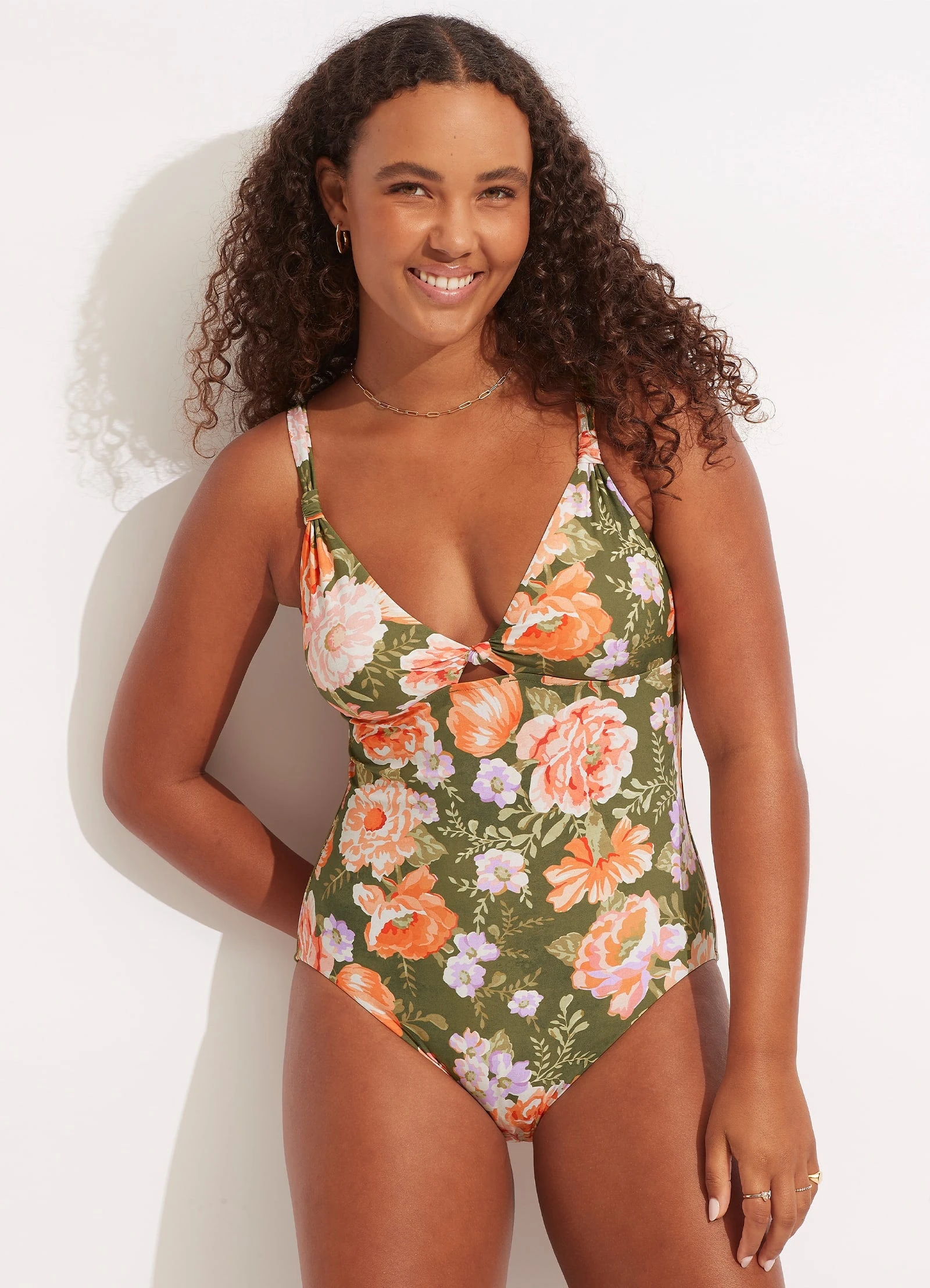 Paradise Garden Tab Front One Piece - Avocado 3 Paradise Garden Tab Front One Piece - Avocado