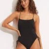 Sea Dive Scoop Neck Drawstring Side One Piece - Black 2 Sea Dive Scoop Neck Drawstring Side One Piece - Black -Outlet Seafolly Store 11077 861 Black 1