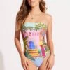 On Vacation Bandeau One Piece - Azure 2 On Vacation Bandeau One Piece - Azure -Outlet Seafolly Store 11099 022 Azure 3