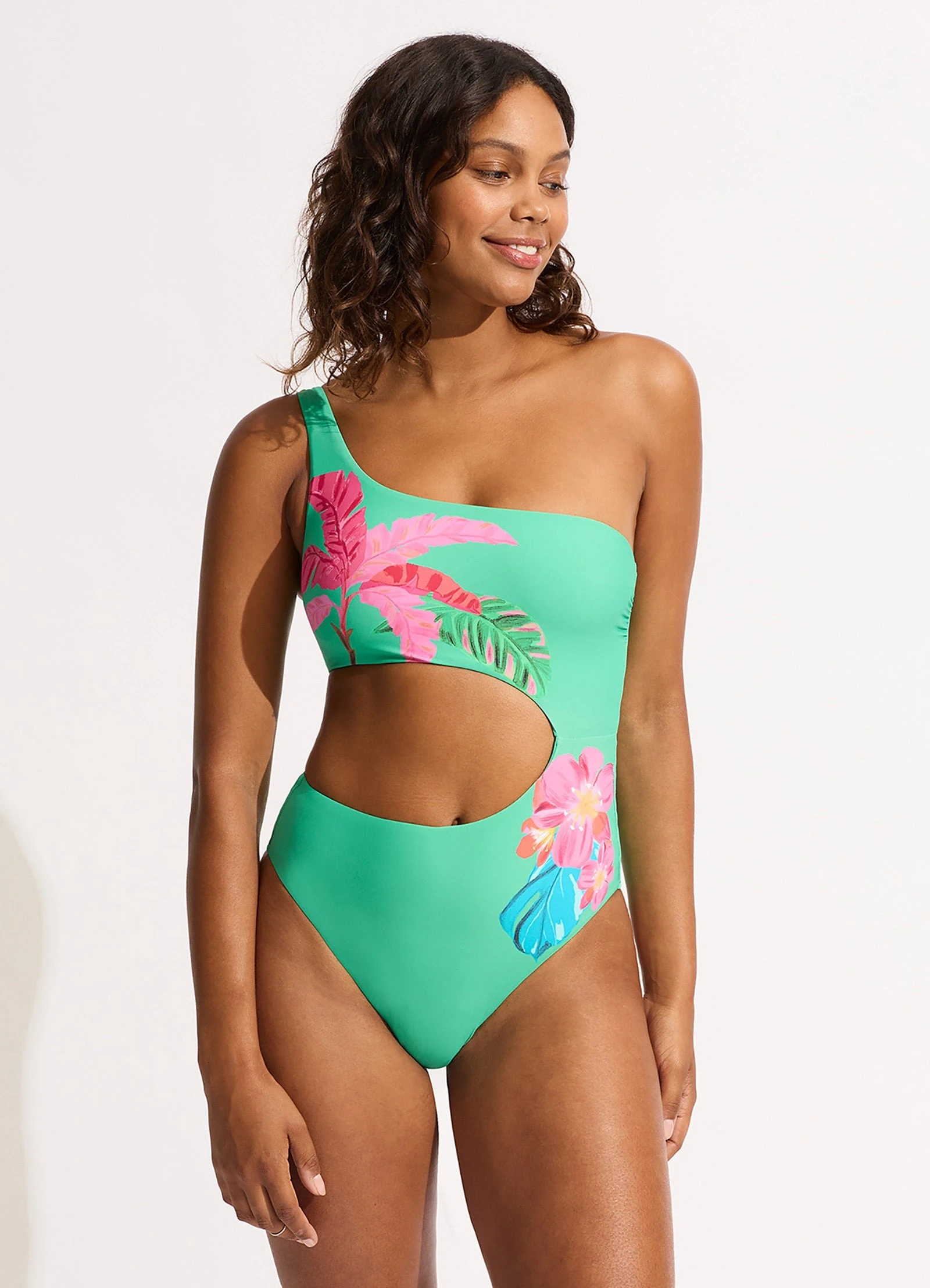 Tropica One Shoulder Cut Out One Piece - Jade 3 Tropica One Shoulder Cut Out One Piece - Jade
