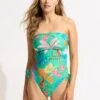 Tropica DD Drawstring Bandeau One Piece - Jade -Outlet Seafolly Store 11116DD067 Jade 3