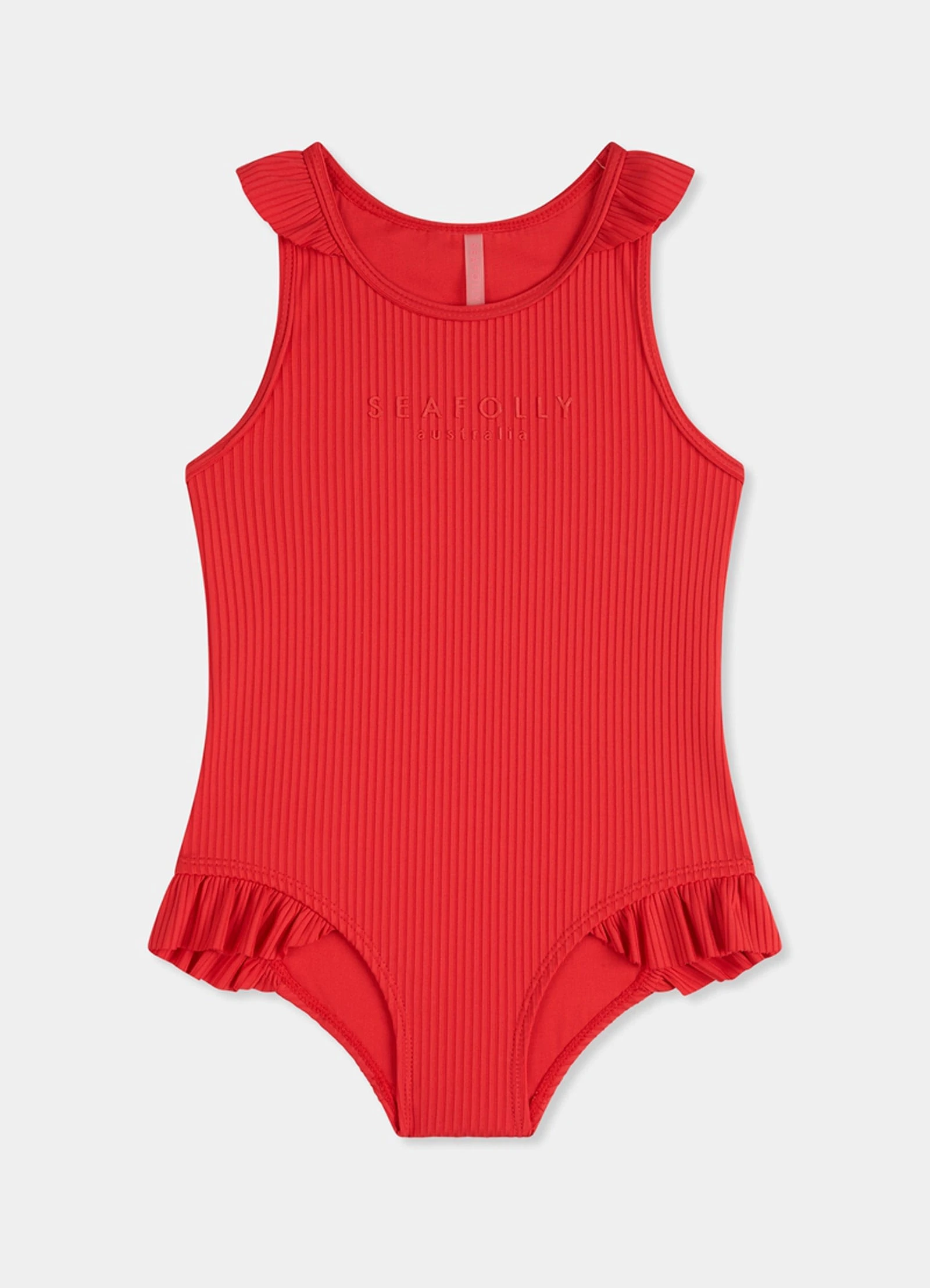 Summer Essential Girls Ruffle One Piece - Chilli Red 3 Summer Essential Girls Ruffle One Piece - Chilli Red