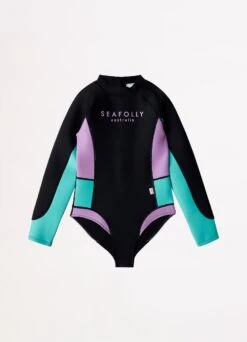 Girls Colour Block Wetsuit - Black Splice