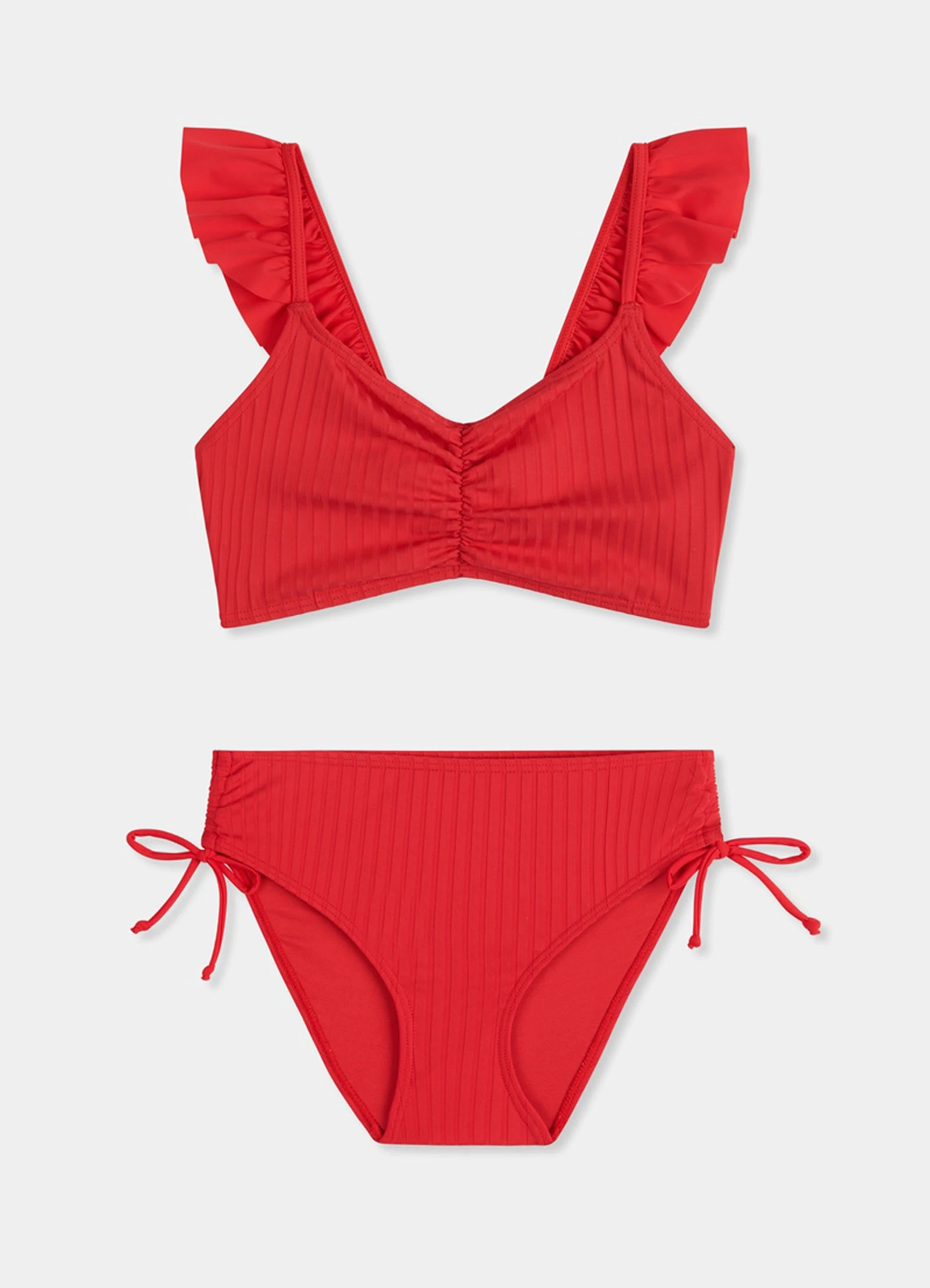 Girls Ruffle Bikini - Chilli Red 3 Girls Ruffle Bikini - Chilli Red