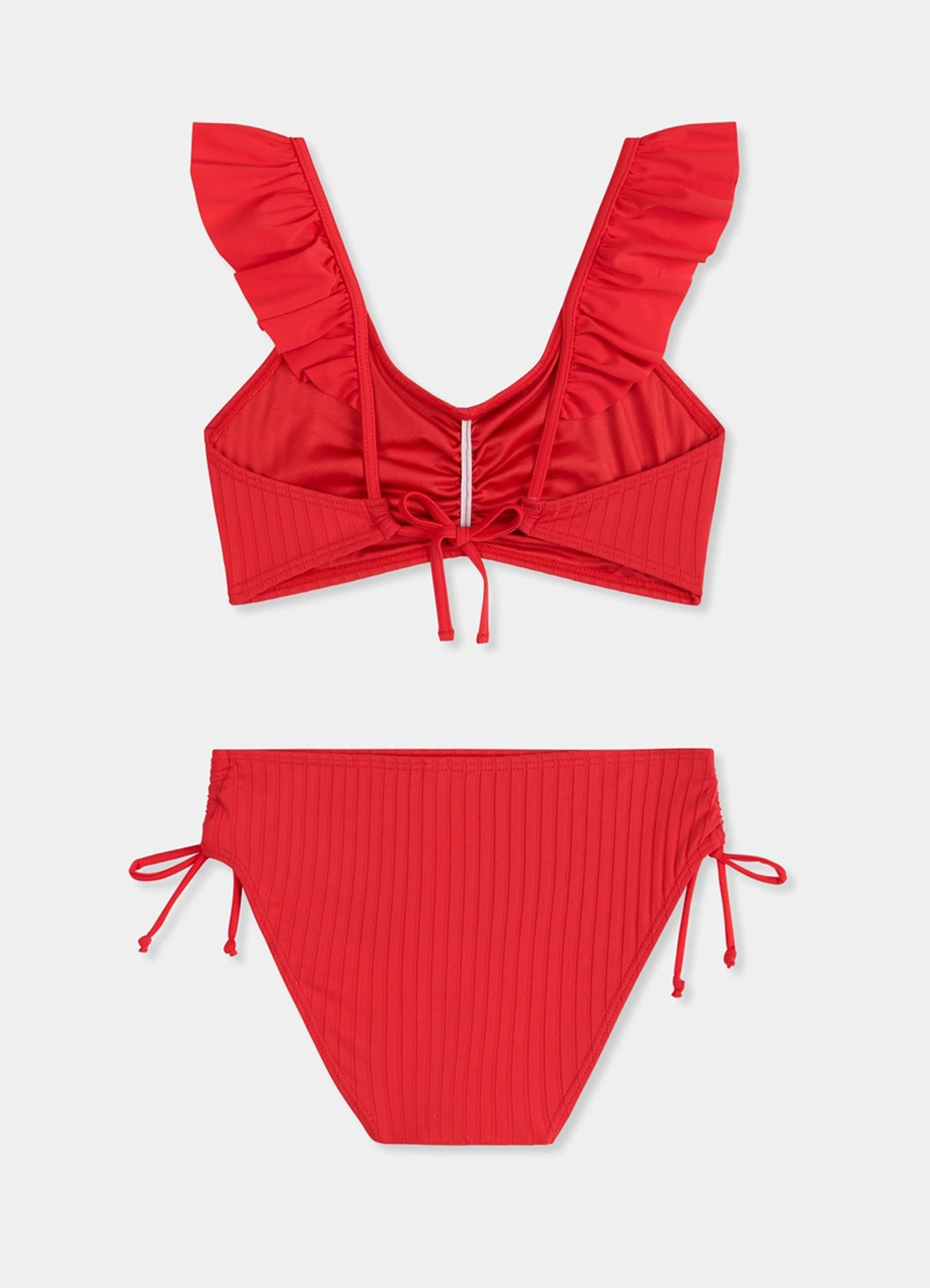 Girls Ruffle Bikini - Chilli Red 4 Girls Ruffle Bikini - Chilli Red - Image 2