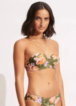 Paradise Garden Bustier Bandeau - Avocado -Outlet Seafolly Store 30574 960 Avocado 3