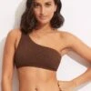Sea Dive One Shoulder Top - Tiramisu 2 Sea Dive One Shoulder Top - Tiramisu -Outlet Seafolly Store 31018 861 Tiramisu 1