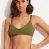 Seafolly Collective Gathered Strap Bralette - Avocado -Outlet Seafolly Store 31390 942 Avocado 1