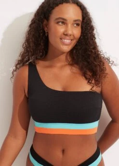 Slice Of Splice One Shoulder Top - Black 10 Slice Of Splice One Shoulder Top - Black -Outlet Seafolly Store 31408 990 Black 2