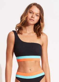 Slice Of Splice One Shoulder Top - Black 12 Slice Of Splice One Shoulder Top - Black -Outlet Seafolly Store 31408 990 Black 4