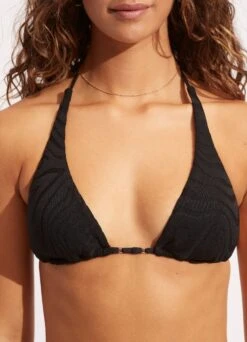 Second Wave Longline Slide Tri Top - Black -Outlet Seafolly Store 31412 968 Black 5