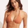 Second Wave Longline Slide Tri Top - Copper Tan 1 Second Wave Longline Slide Tri Top - Copper Tan -Outlet Seafolly Store 31412 968 Copper 20Tan 1