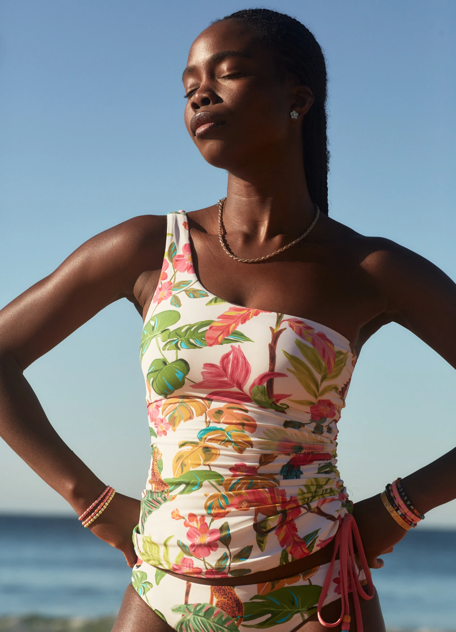 Tropica One Shoulder Tankini Top - Ecru 3 Tropica One Shoulder Tankini Top - Ecru