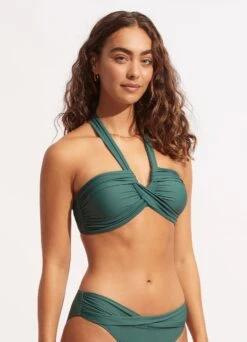 Seafolly Collective Halter Bandeau Bikini Top - Evergreen -Outlet Seafolly Store 33816 942 Evergreen 3