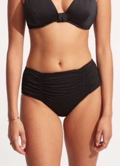 Seafolly Collective Gathered Front Retro Pant - Black -Outlet Seafolly Store 40343 942 Black 3