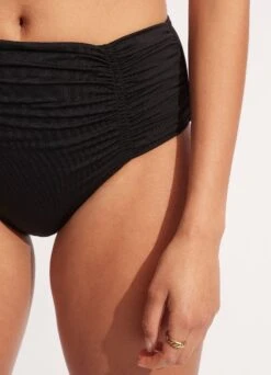 Seafolly Collective Gathered Front Retro Pant - Black -Outlet Seafolly Store 40343 942 Black 6