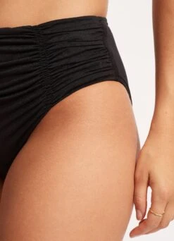 Seafolly Collective Gathered Front Retro Pant - Black -Outlet Seafolly Store 40343 942 Black 7