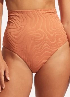 Second Wave High Waist Pant - Copper Tan 10 Second Wave High Waist Pant - Copper Tan -Outlet Seafolly Store 40700 968 Copper 20Tan 3