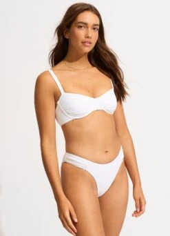 Seafolly Collective High Leg Ruched Side Bikini Bottom - White -Outlet Seafolly Store 40726 942 White 5