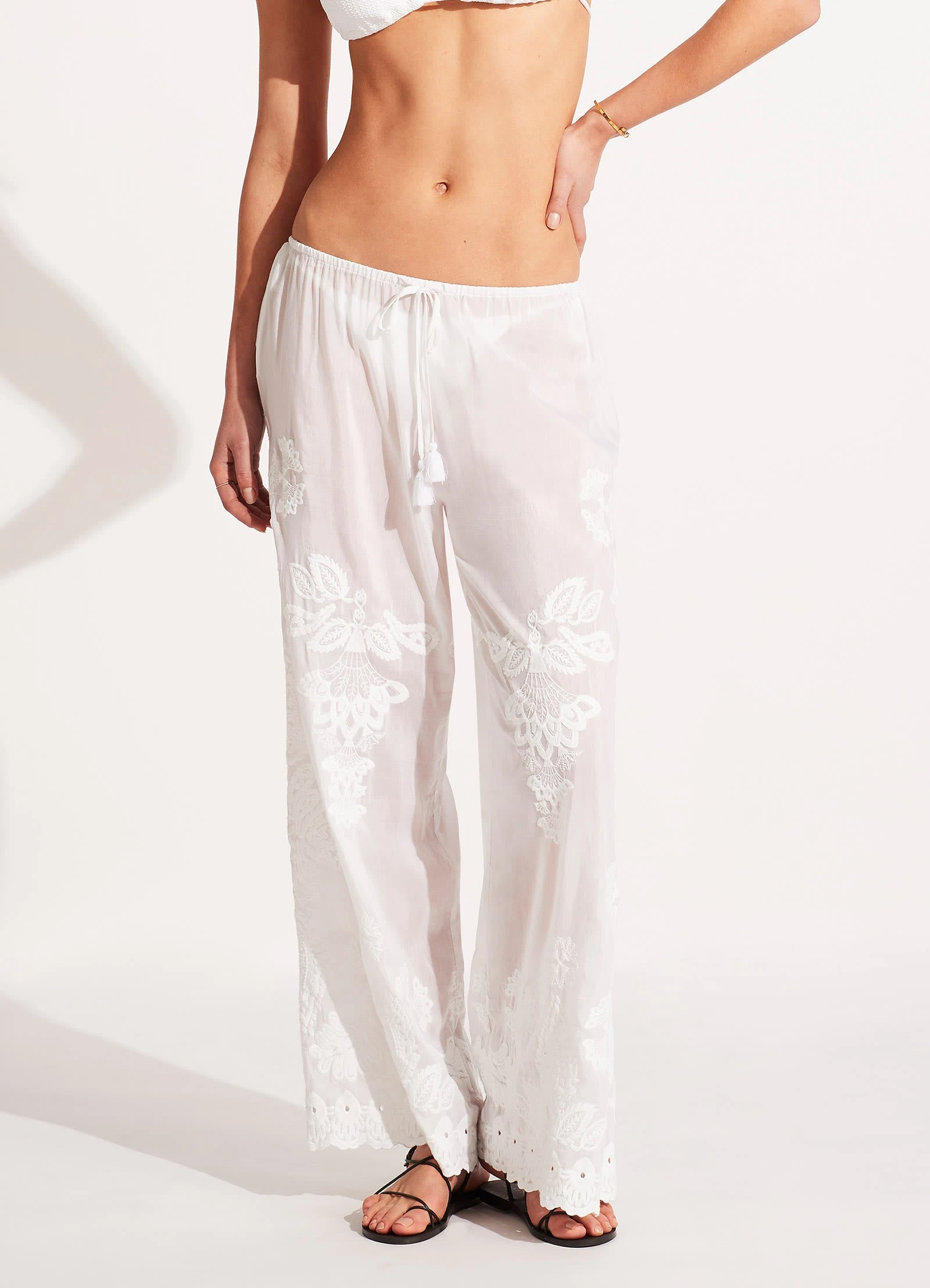 Embroidered Pant - White 4 Embroidered Pant - White - Image 2
