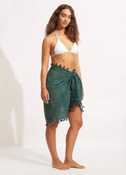 Cotton Gauze Sarong - Evergreen -Outlet Seafolly Store 52965 SG Evergreen 4