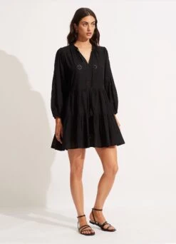 Embroidery Tiered Dress - Black 10 Embroidery Tiered Dress - Black -Outlet Seafolly Store 54155 DR Black 3