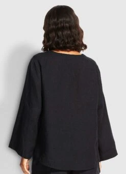 Beach Edit Harbour Linen Top - Black -Outlet Seafolly Store 54390 TO Black 3