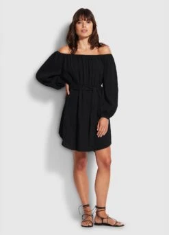 Double Cloth Summer Cover Up - Black