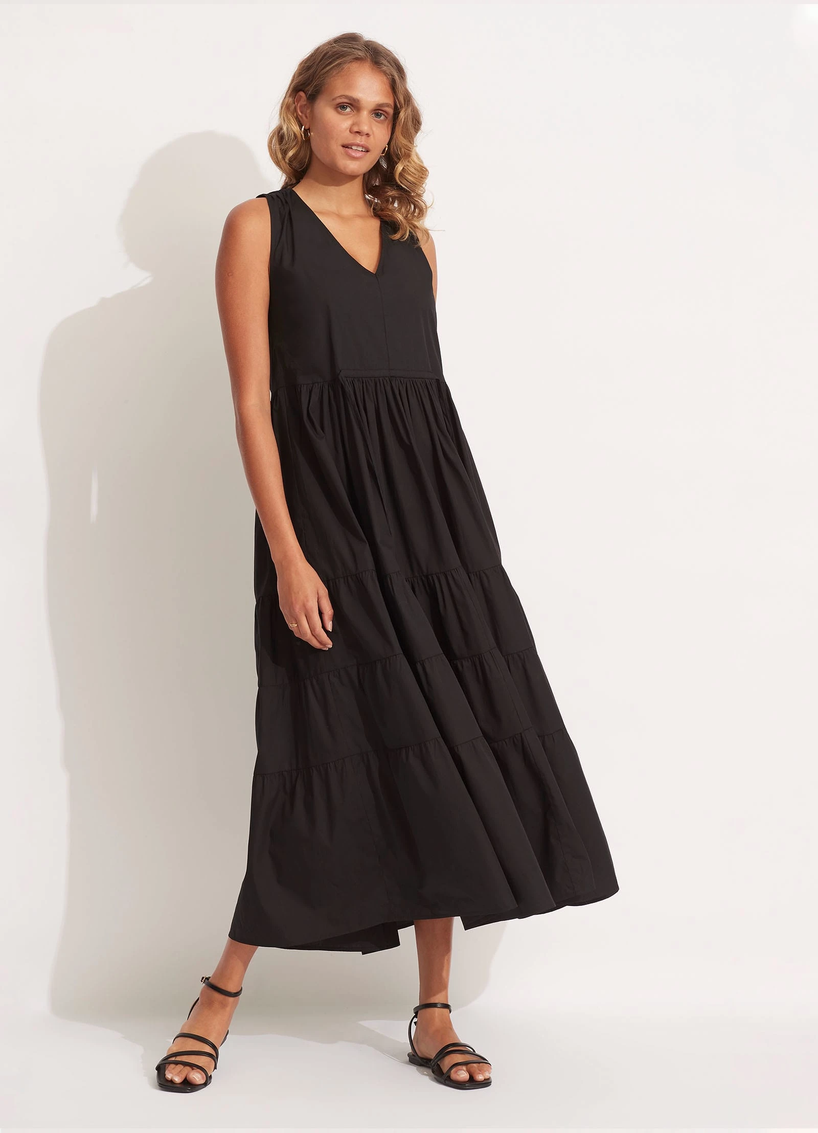 Cotton Poplin Maxi Dress - Black 3 Cotton Poplin Maxi Dress - Black