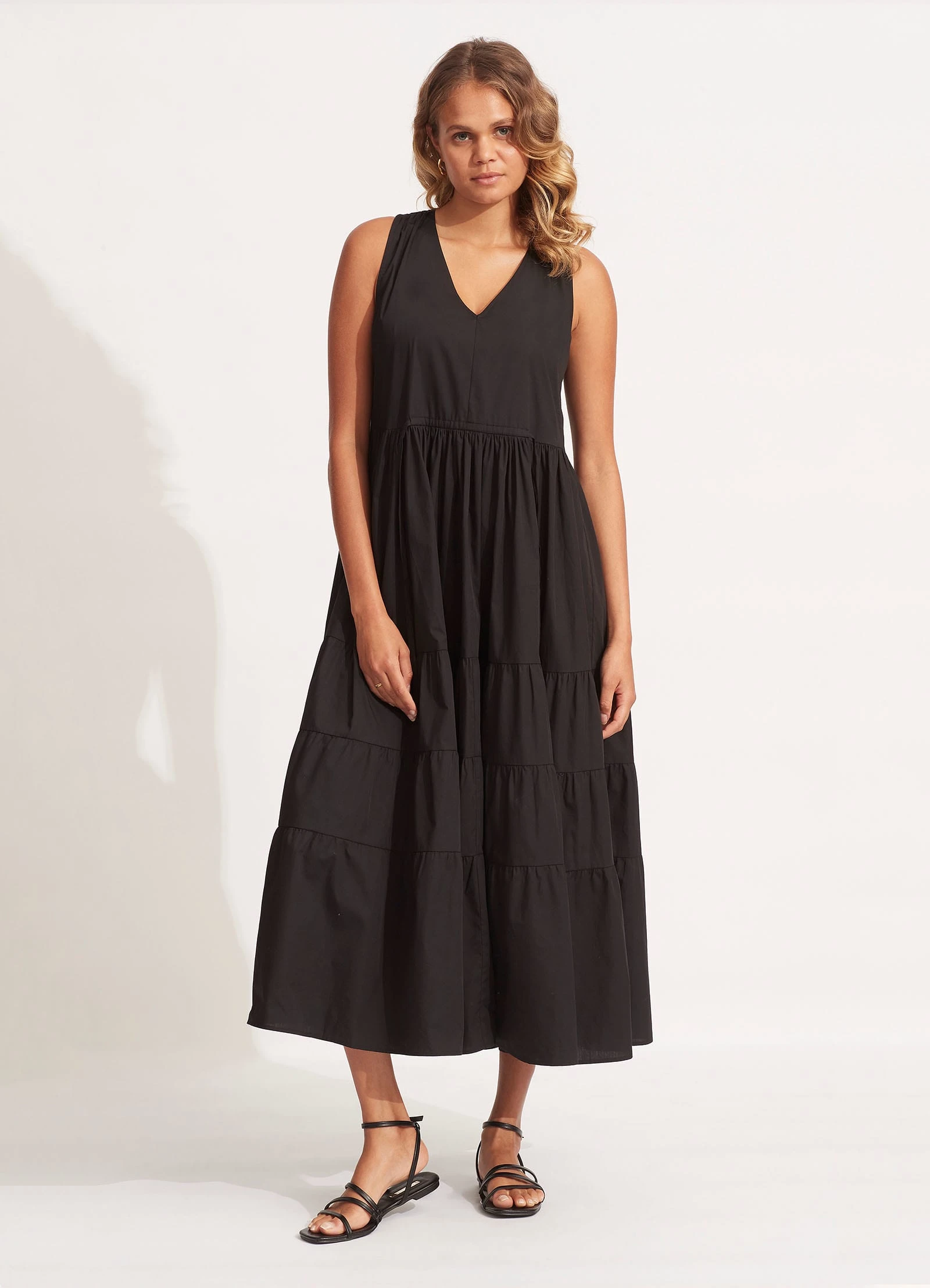 Cotton Poplin Maxi Dress - Black 4 Cotton Poplin Maxi Dress - Black - Image 2