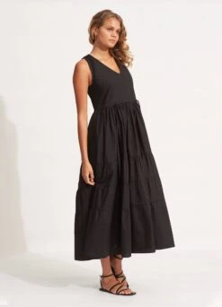 Cotton Poplin Maxi Dress - Black 9 Cotton Poplin Maxi Dress - Black -Outlet Seafolly Store 54608 DR Black 3