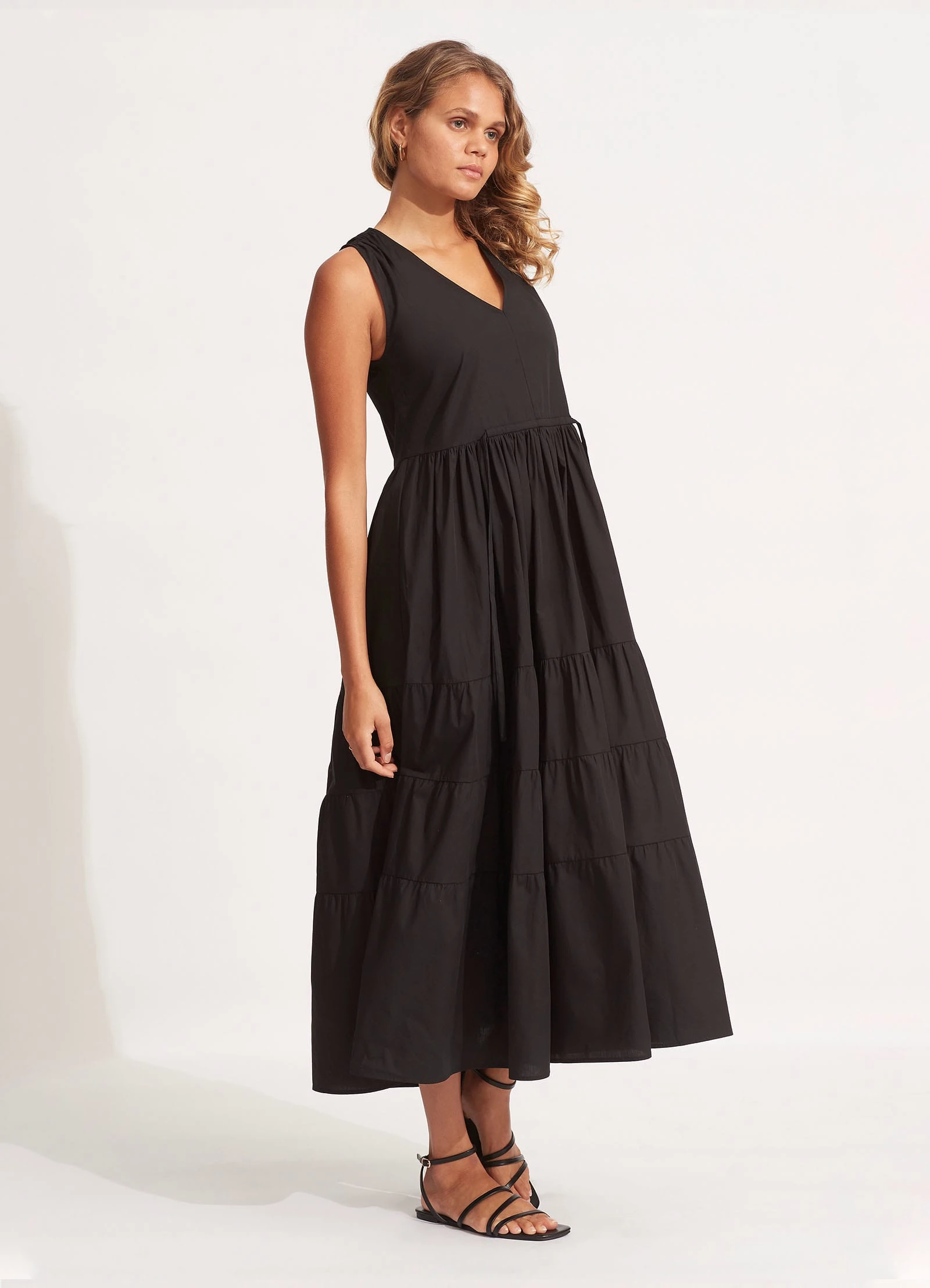 Cotton Poplin Maxi Dress - Black 5 Cotton Poplin Maxi Dress - Black - Image 3