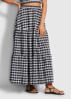 Gingham Tiered Skirt - Black 12 Gingham Tiered Skirt - Black -Outlet Seafolly Store 54661 SK Black 4