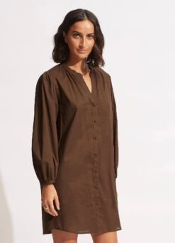 Palms Cover Up - Chocolate 13 Palms Cover Up - Chocolate -Outlet Seafolly Store 54689 CU Chocolate 5