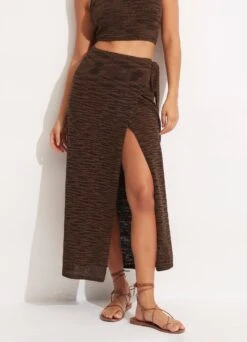 Daybreak Knit Skirt - Chocolate -Outlet Seafolly Store 54699 KN Chocolate 3