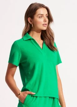 Terry Polo Top - Green -Outlet Seafolly Store 54760 TO Green 3
