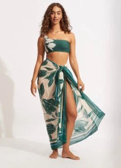 Fleur De Bloom Pareo - Evergreen -Outlet Seafolly Store 54783 SG Evergreen 2